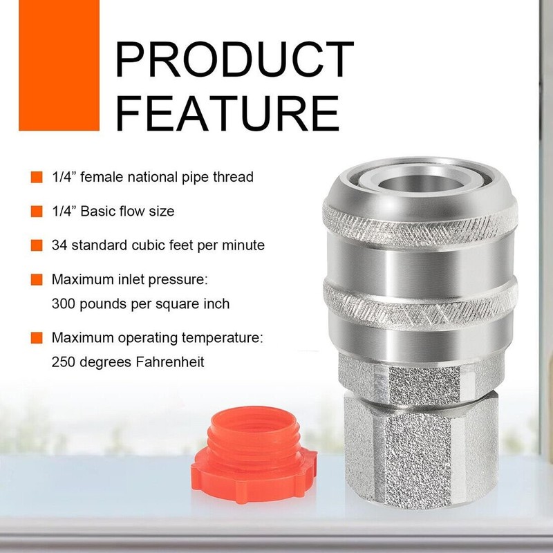 S775 A-Style Air Coupler Push Type 1/4" FNPT NPT Female Pack of 4 gallery
