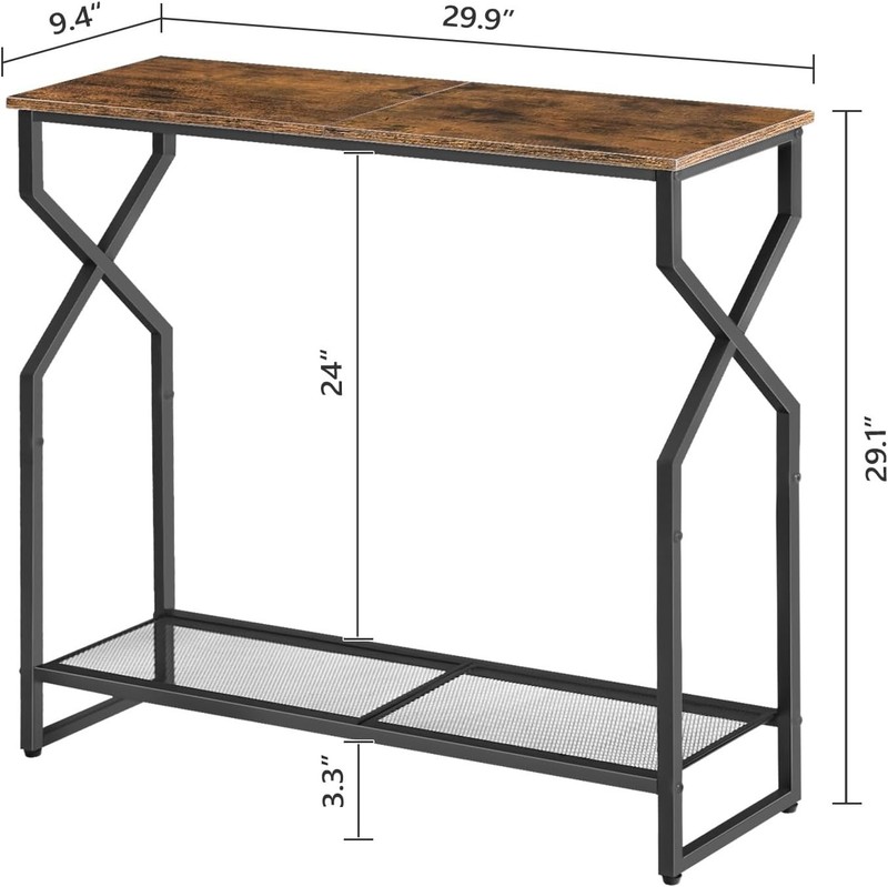 Stylish 2-Tier Console Table - Rustic Brown & Black for Elegant Home Entryways gallery