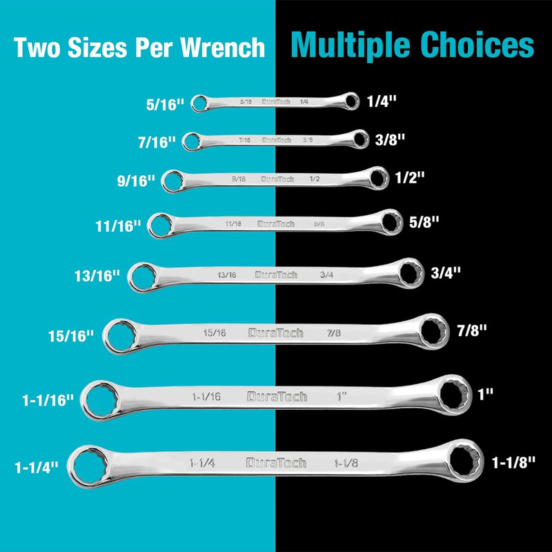 50-Degree Offset Wrench Set, SAE, Double Box End Wrench Set, 8-Piece, 1/4'' to 1 gallery