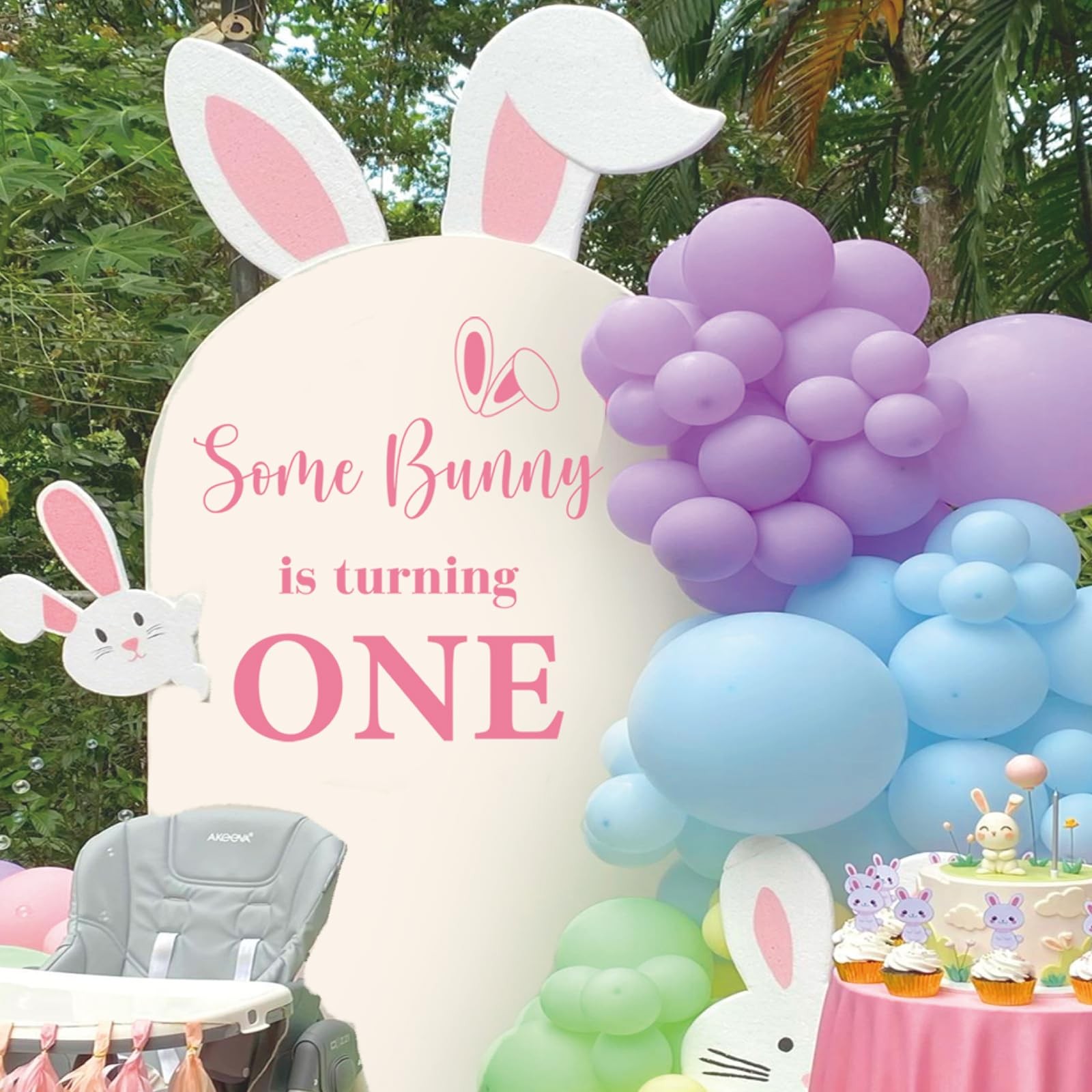 Some Bunny is Turning One First Birthday Party Decal Sign Pink Easter Rabbit Ear gallery