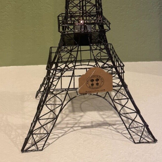 28" Tall Black Wire Eiffel Tower with Tealight Holder gallery