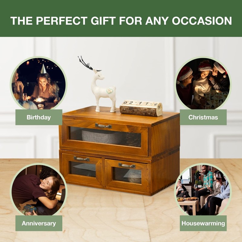 2-pc Stackable Storage Drawers - See-Through Wooden Storage Cabinets - 2-Leve... gallery