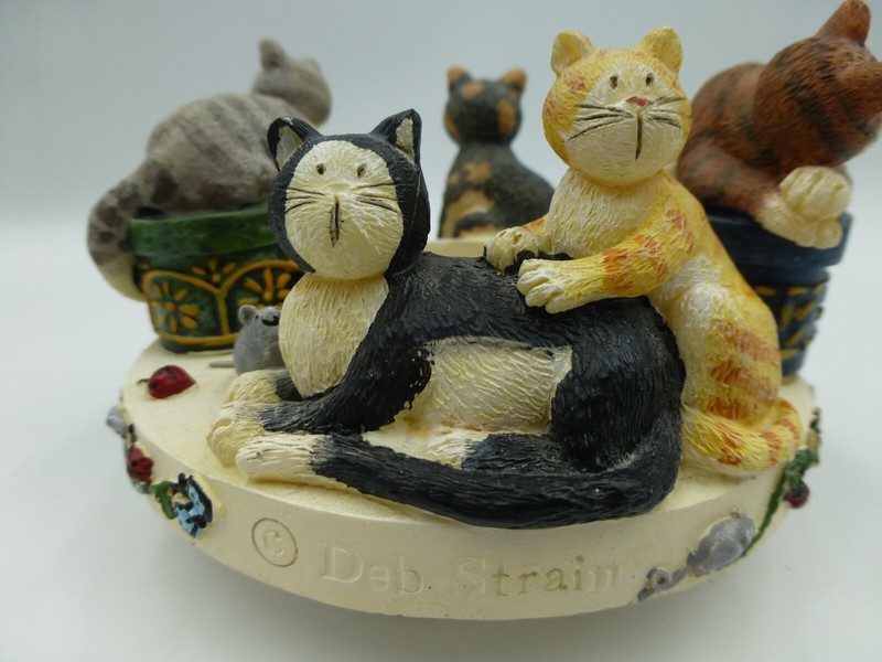 Candle Capper Cats Kittens Deb Strain Artist Vintage Candle Topper VTG gallery