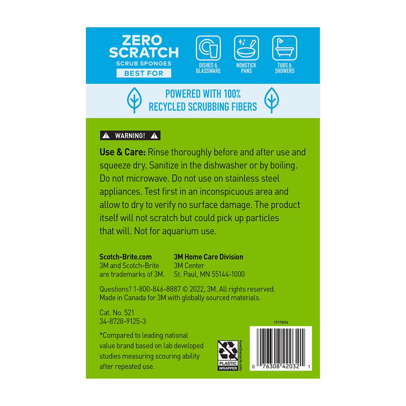 Scotch-Brite Zero Scratch Scrub Sponges, Individually Wrapped 24 ct. gallery