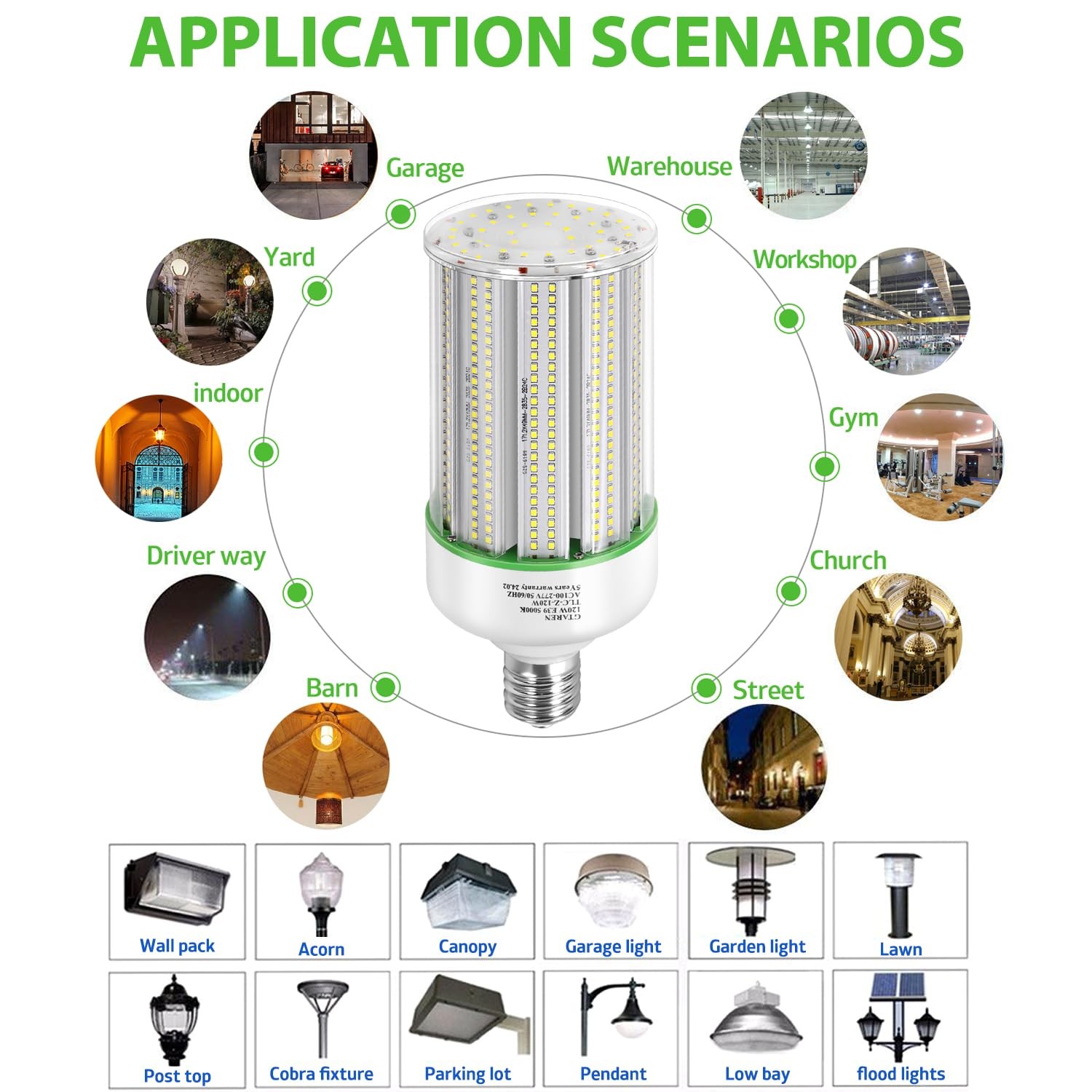GTAREN 100W LED Corn Cob Light Bulb,Replace for 400 Watt Metal Halide HPS CFL... gallery