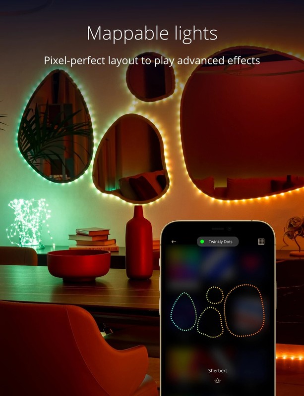 Twinkly Dots Black Wire Light String, Multicolor, 200 RGB LED, 33ft gallery
