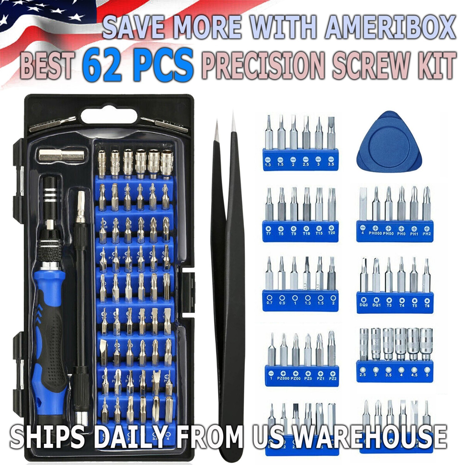 62 in 1 Precision Screwdriver Set Computer Repair Tool Kit Acssart Magnetic Bit gallery