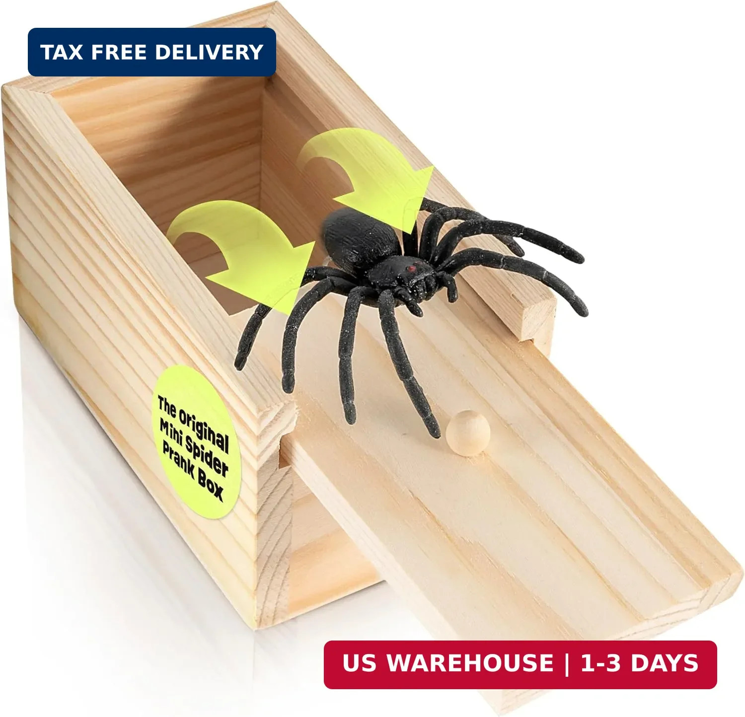 FunFamz Mini Spider Prank Box - Surprise Wooden Gag Gift, Perfect for Birthday, gallery