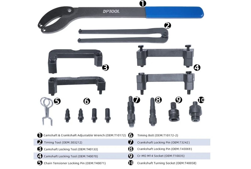 Timing Tool Kit Replacement for Audi VW 2.0 2.4 2.8 3.0T 3.2 4.2 5.2 16PC KIT gallery