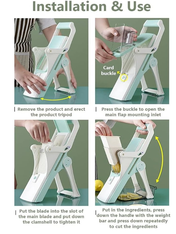Safe Multifunctional Mandoline Slicer 5 in 1 Vegetable Chopper, Pro Food Chopper gallery