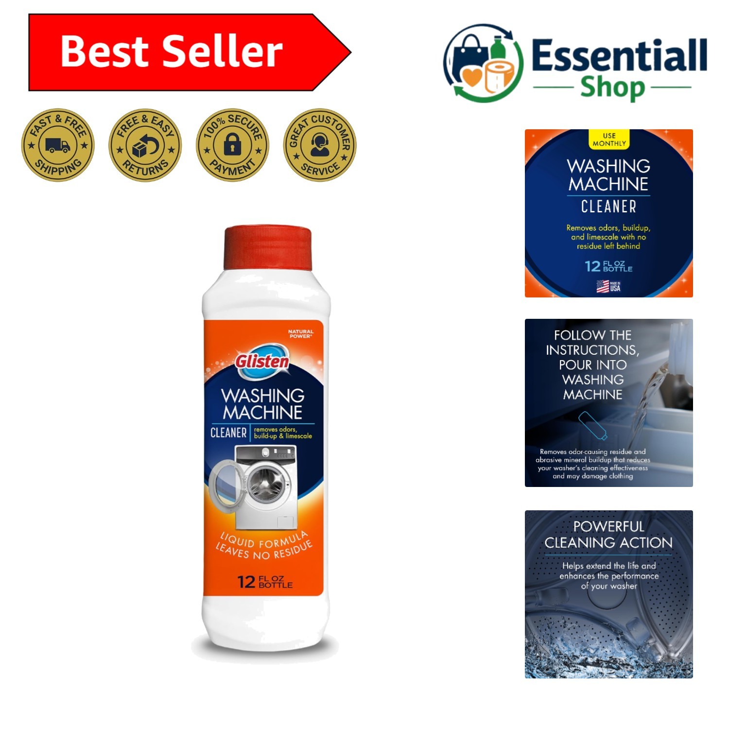 Monthly Maintenance Washing Machine Cleaner - 12 Oz Liquid for Odor-Free Washers gallery