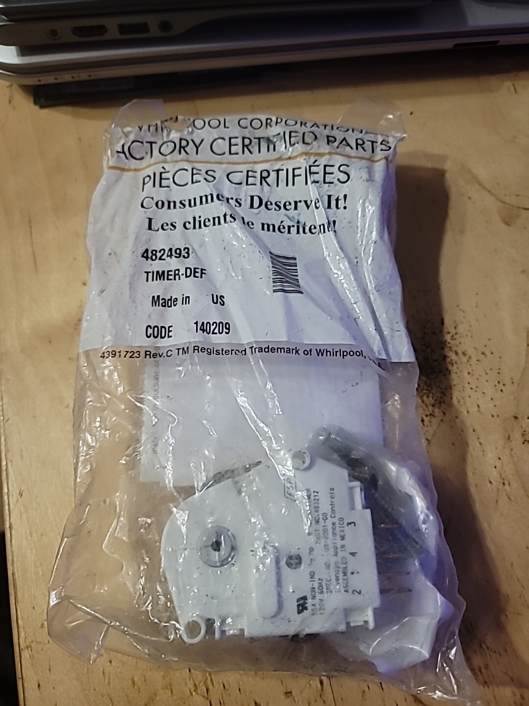 Whirlpool Kenmore W10822278 Defrost Timer 482493 NEW OEM gallery
