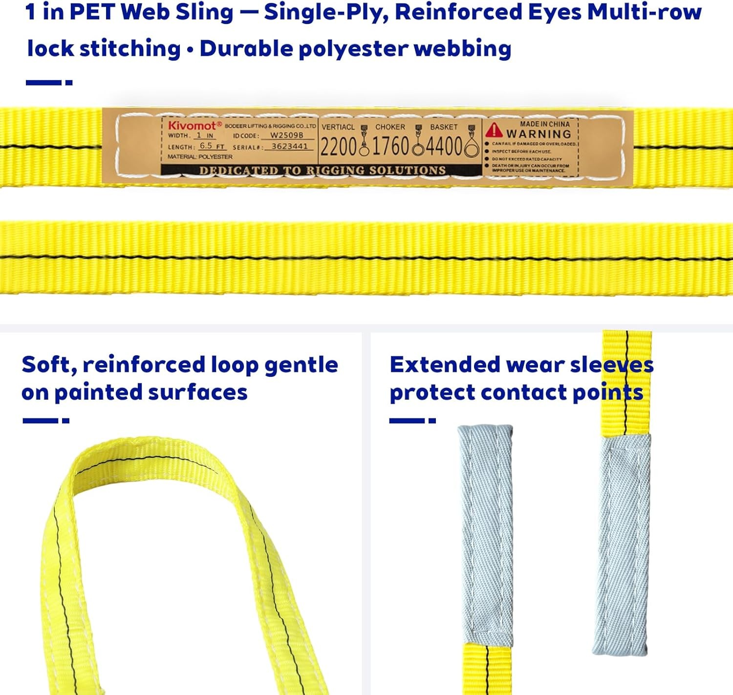 2 Pack Heavy Duty Lifting Straps 6.5Ft Tow Sling 4400lbs Webbing Tree Saver gallery