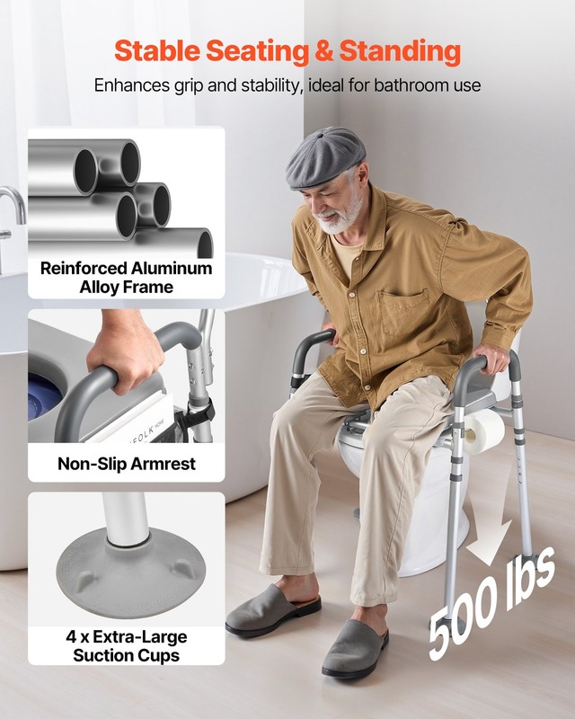Bedside Commode Chair, 500 lbs Capacity, 4-in-1 Portable Toilet and Raised Toile gallery
