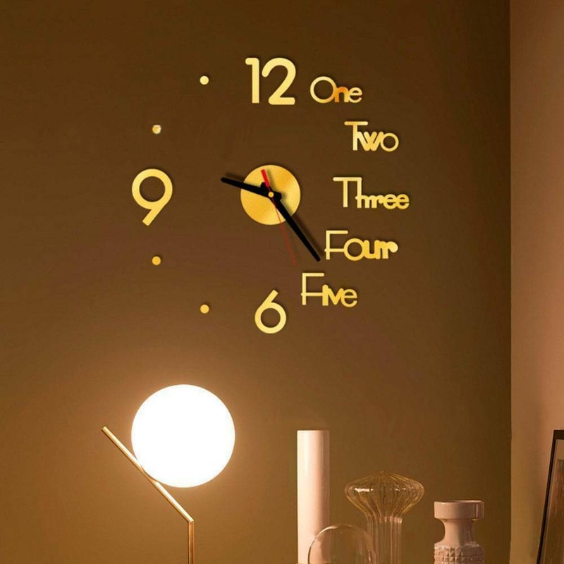 3D Large Wall Clock Mirror Surface Modern DIY Sticker Office Home Shop Decor US gallery