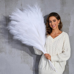 Faux Pampas Grass Tall, 9 PCS 43”/ 110 cm Large Fluffy White Pampas Grass, Fake