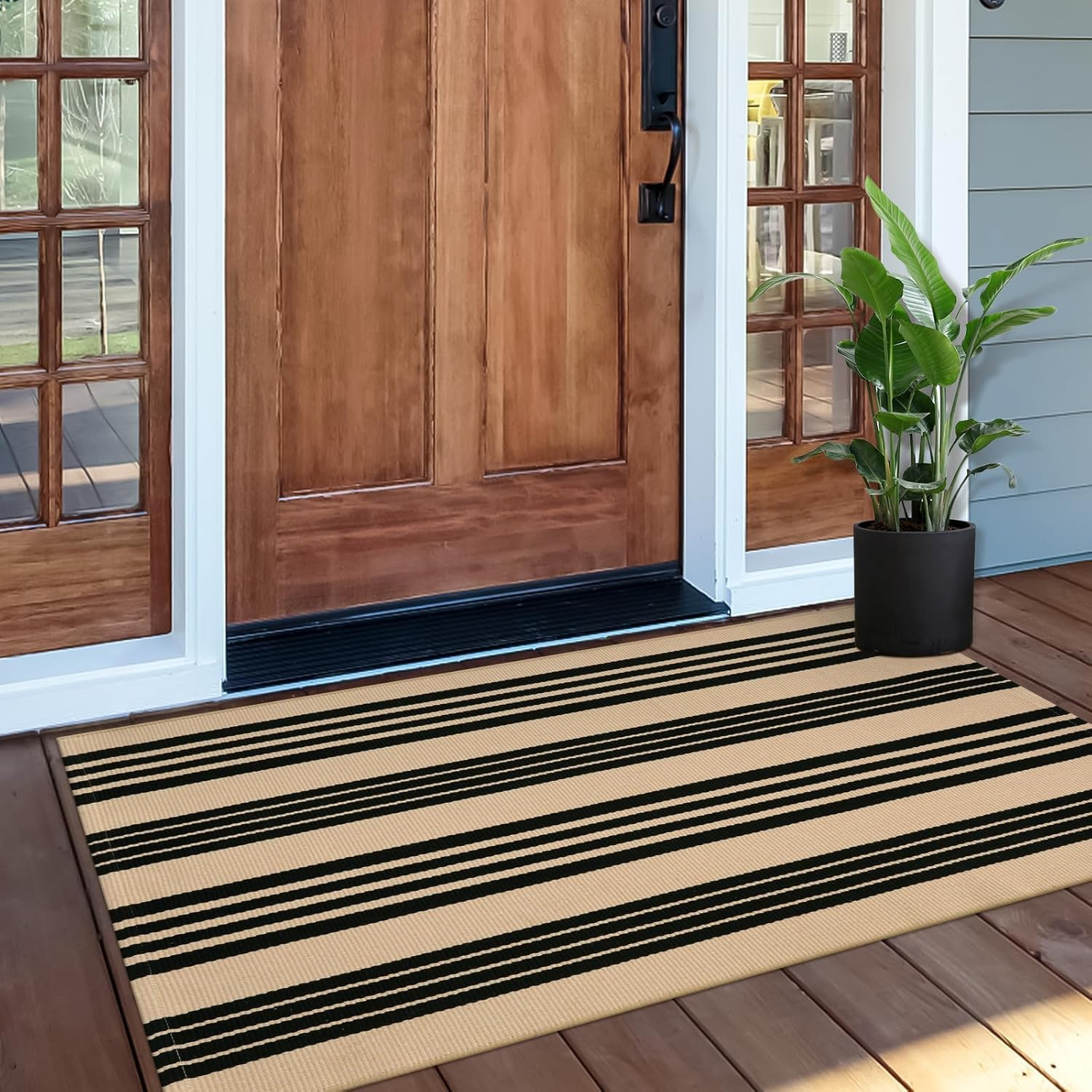 Front Door Mat 24"X51", Machine Washable Porch Rug Outdoor Door Mat Striped Entr gallery