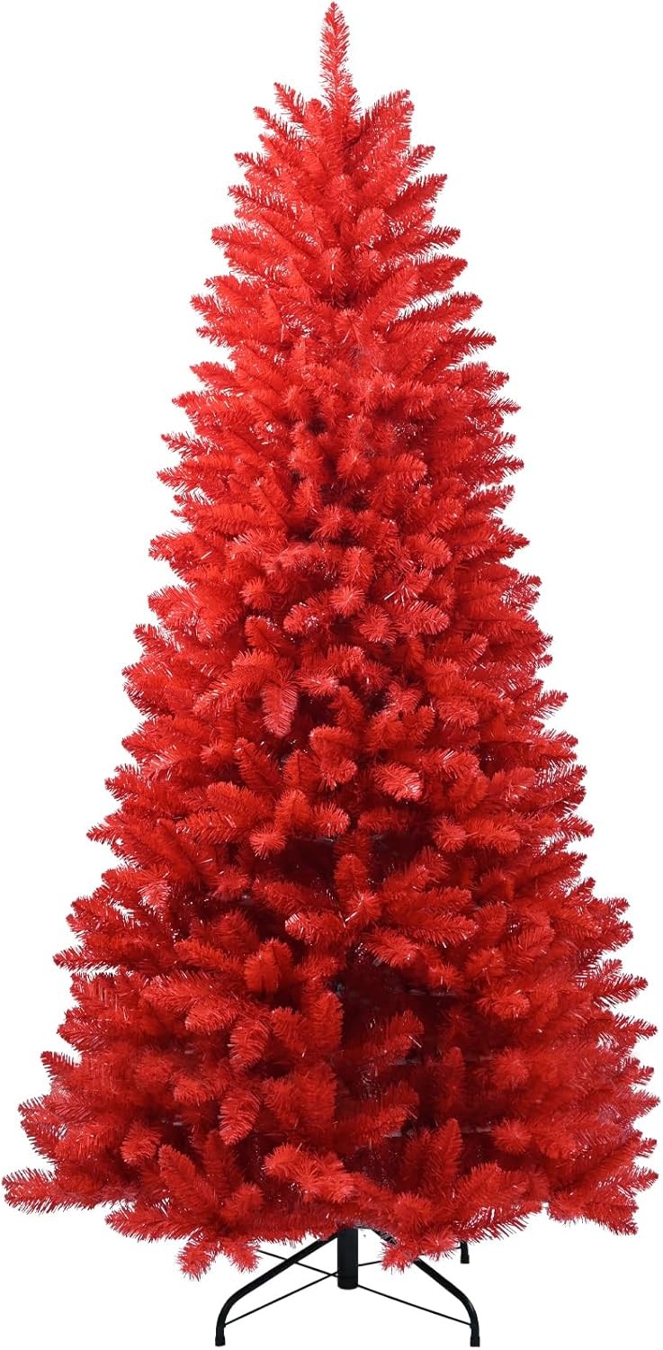 5ft Red Artificial Christmas Tree Halloween Full Real Xmas Tree &624 Branch Tips gallery