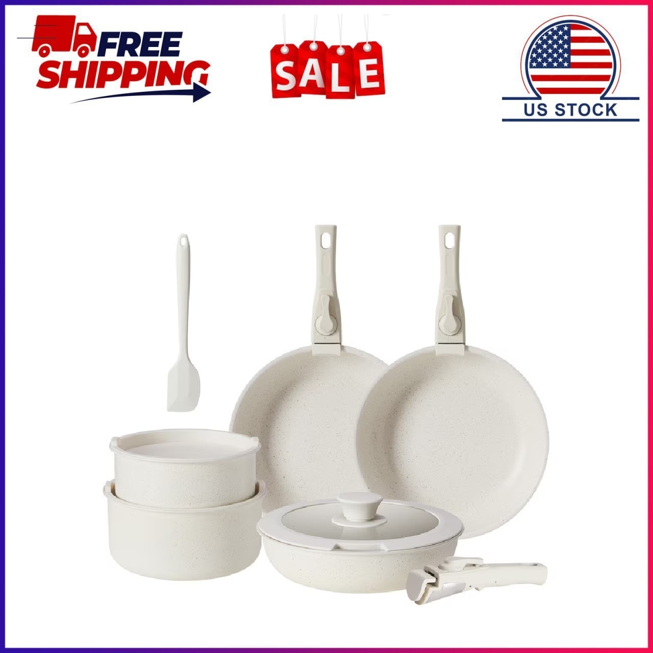 Gianna 12 Pcs Non-Stick Cookware Set, Pots and Pans Set, with Spatula & Detachab gallery