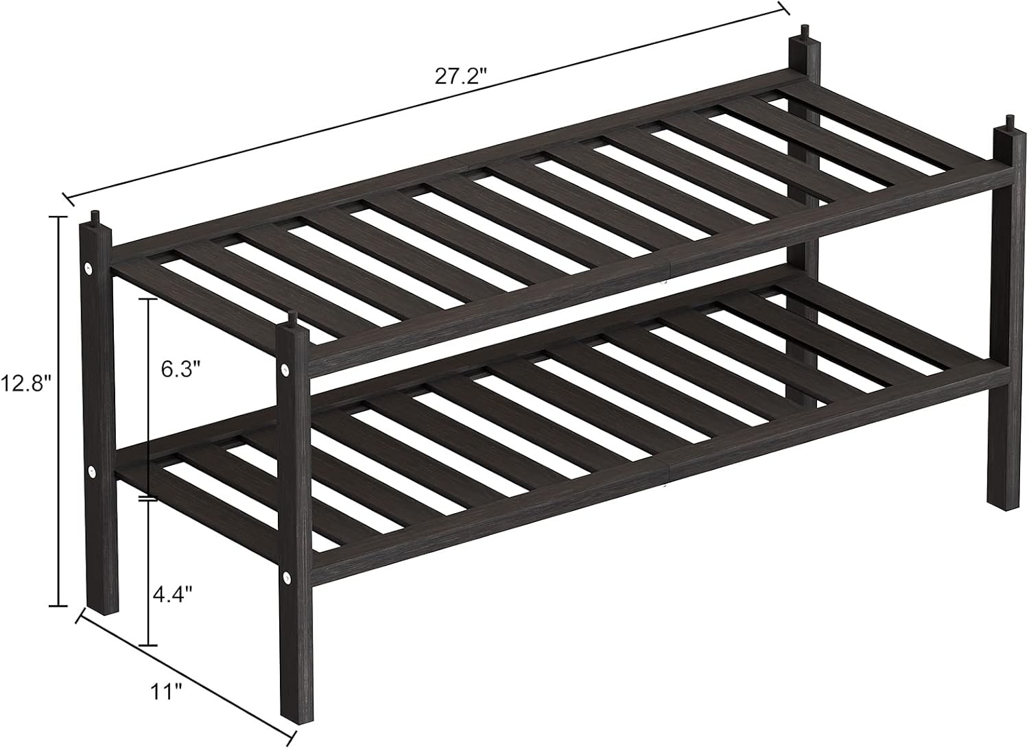 Shoe Rack, 2-Tier Bamboo Stackable Shelf Storage Organizer, Stand for Closet gallery
