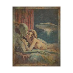 Vintage ALIEN ABDUCTION Wall Art, Sci-fi UFO Lover Decor, Cryptid Sexy Poster