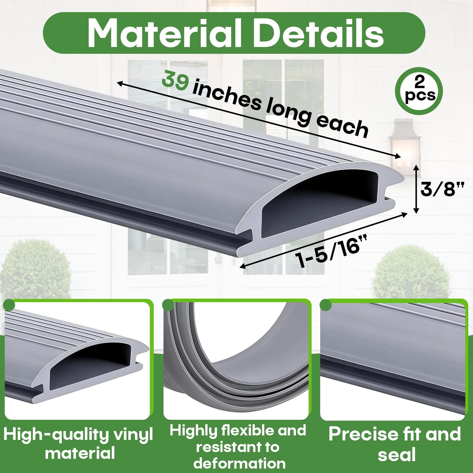2-Pack 39 Inch Door Threshold Insert for Adjustable Aluminum Door Seals, 1-5/... gallery