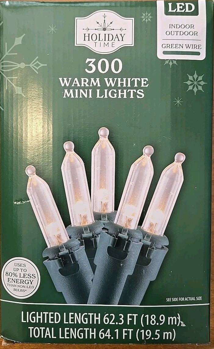 Holiday Time WARM WHITE Mini LED Christmas, wedding Lights 300 Count SET. NEW. gallery