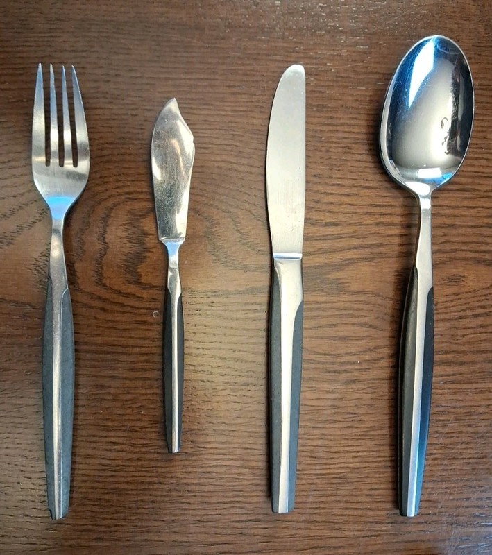 30pc Eldan Misc Stainless Flatware Brown Handle MCM Japan Serving Pieces gallery