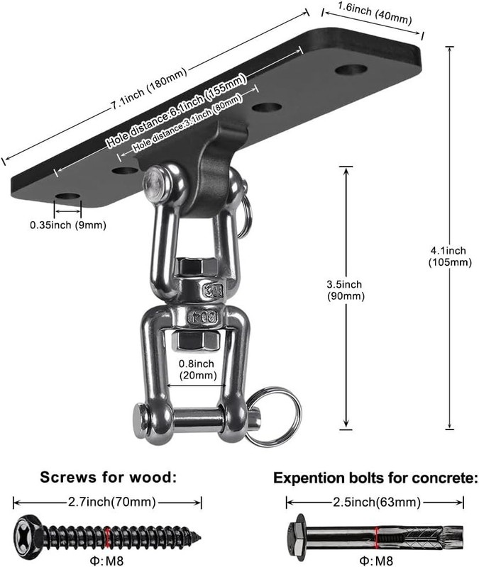 Heavy Bag Hanger,Wall Ceiling Mount Hook 360° Rotation Wood Beam Holder Body ... gallery