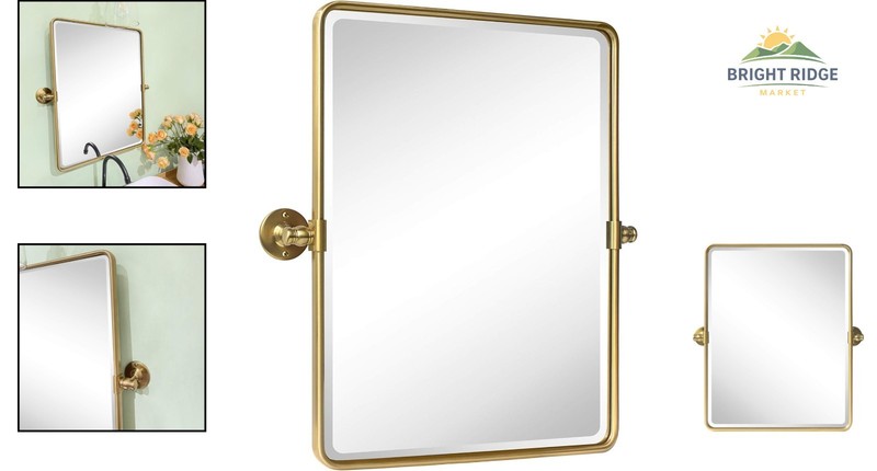Framed Pivot Bathroom Mirror with Beveled Edge and Adjustable Viewing Angle gallery