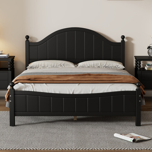 Full/Queen/King Size Platform Bed Solid Wood Bed Frames w/ Headboard & Footboard gallery