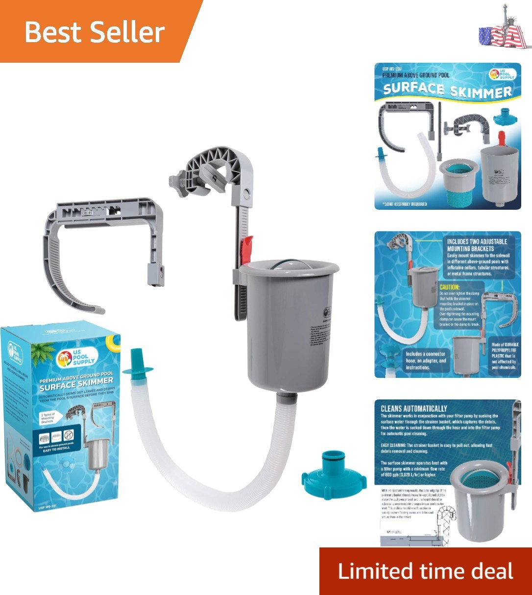 Pool Skimmer - Above Ground Pool Skimmer, Floating Pool Surface Skimmer, Pool... gallery
