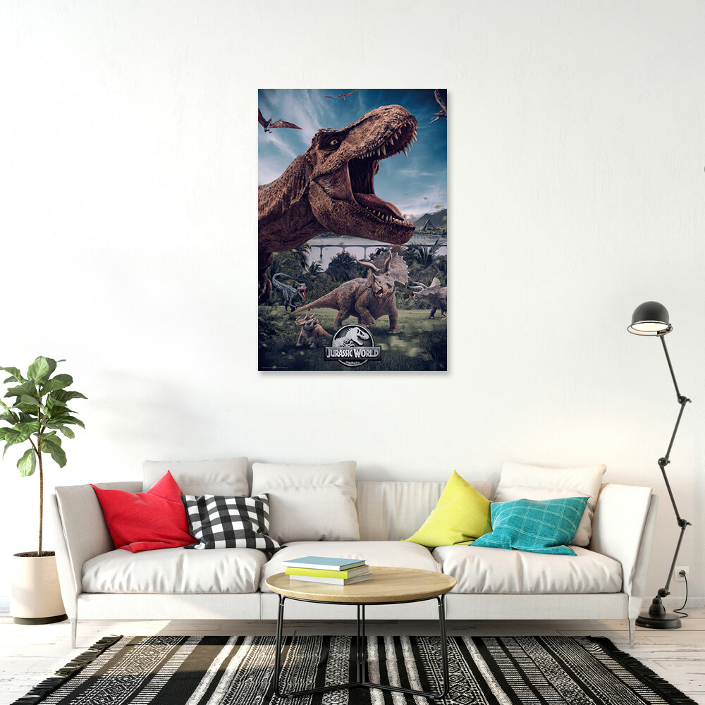 Jurassic World - Movie Poster (Dinosaurs - T-Rex, Velociraptor...) (24" x 36") gallery
