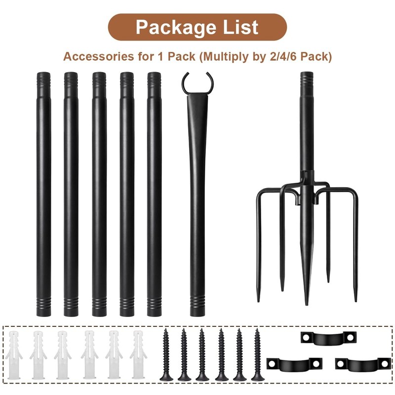 6 Pack String Light Poles for Outside, Heavy-Duty Metal Light Poles for Outdo... gallery