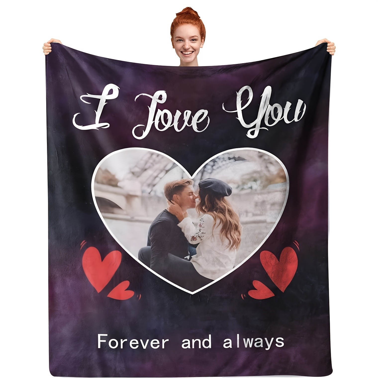 Customized Photo Personalized Valentine'S Day Gift Blanket Flannel Love Design↗ gallery