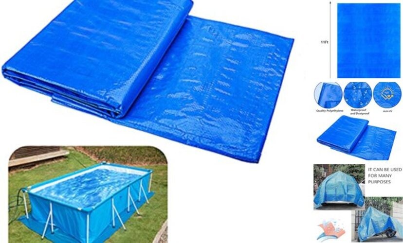 codree 11 x 7.8 Ft Swimming Pool Ground Cloths- Rectangular Waterproof PE gallery