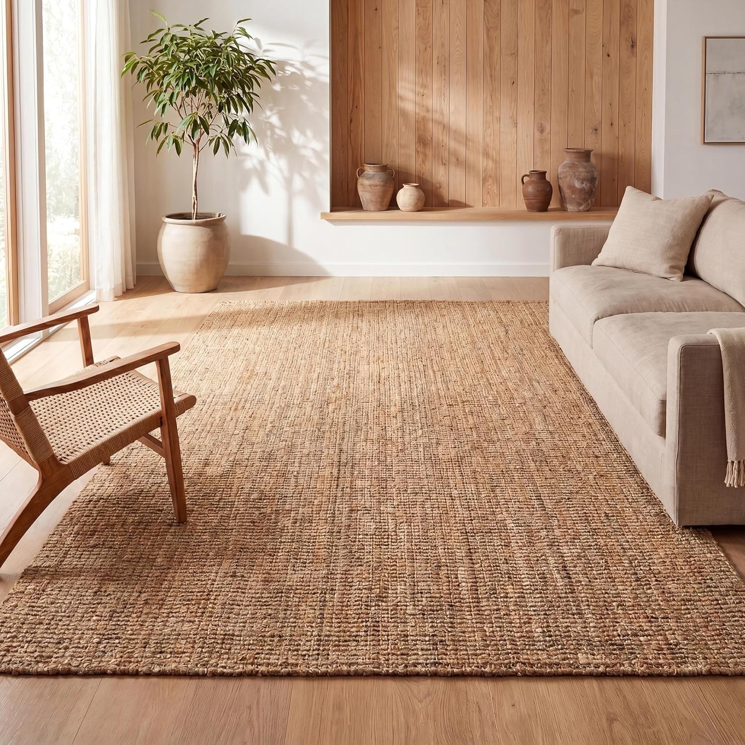 Natural Jute Area Rug 9x12 - Easy-Clean Indoor/Outdoor Boho Design gallery