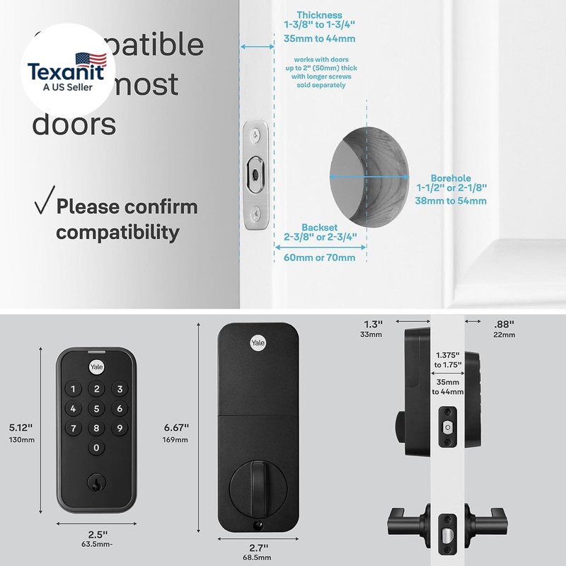 Black Suede Code Keypad Deadbolt Front Door Lock for Keyless Entry, YED210-NR-BS gallery