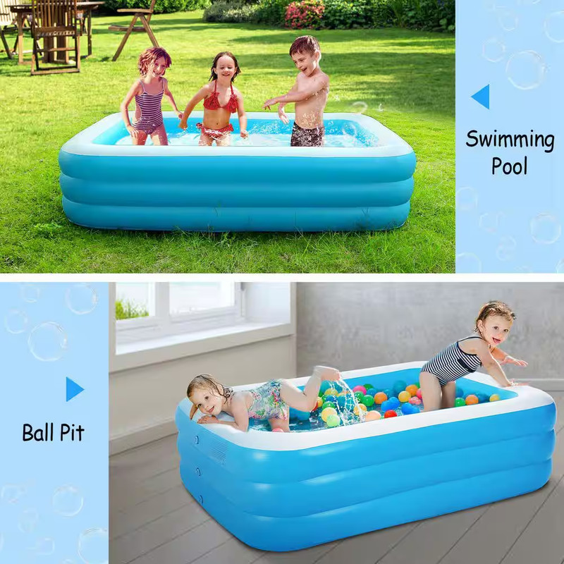 Blue 6 Ft. X 10 Ft. Rectangular 24 In. D Kiddie Pool Inflatable Swimming Pool gallery