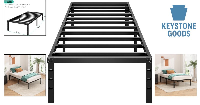 Twin Metal Platform Bed Frame - Sturdy, Squeak-Resistant, Easy Assembly, Unde... gallery