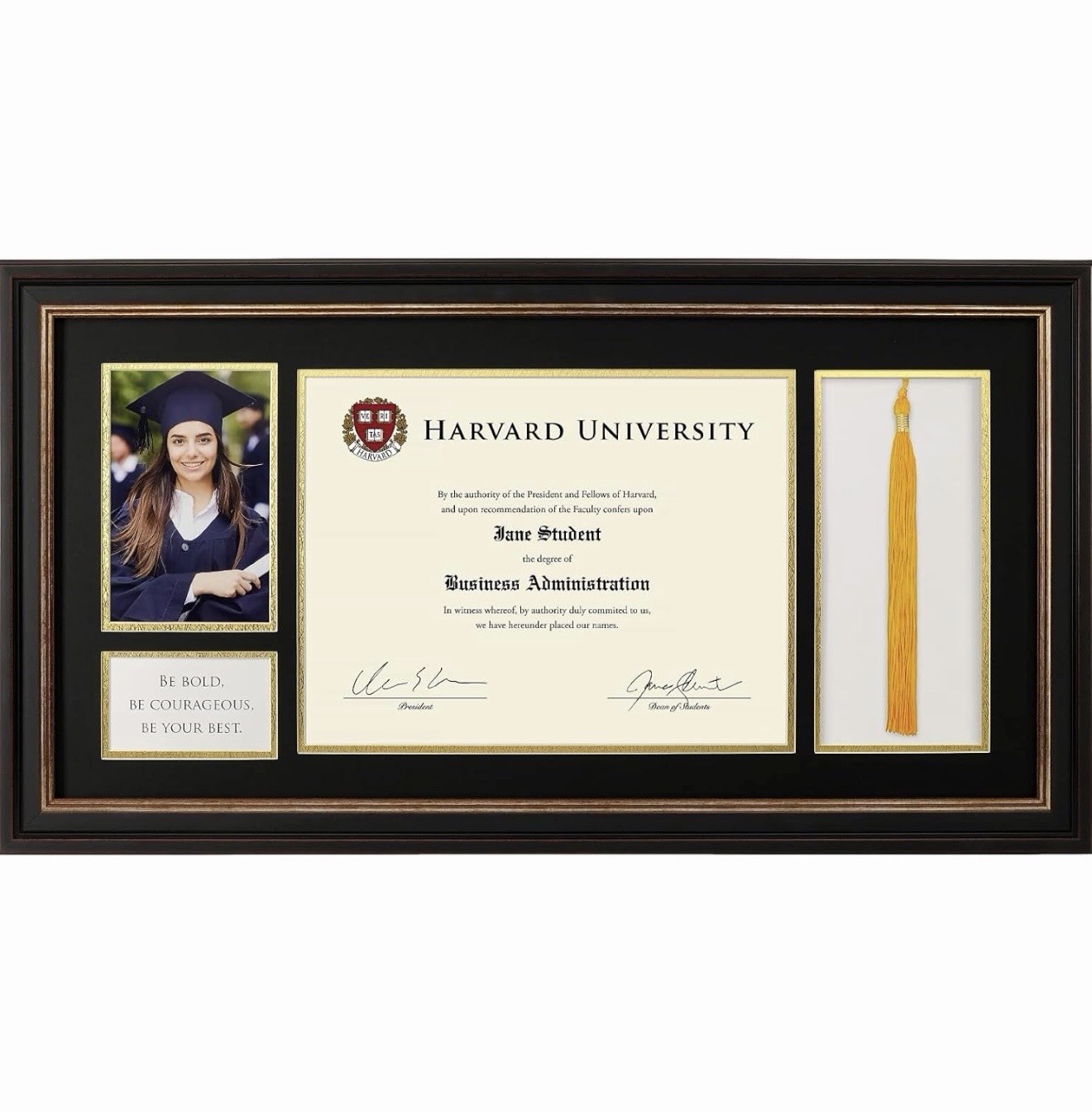 24x13 Graduation Diploma Frame Black Gold College Degree Frame w Photo Tassel gallery