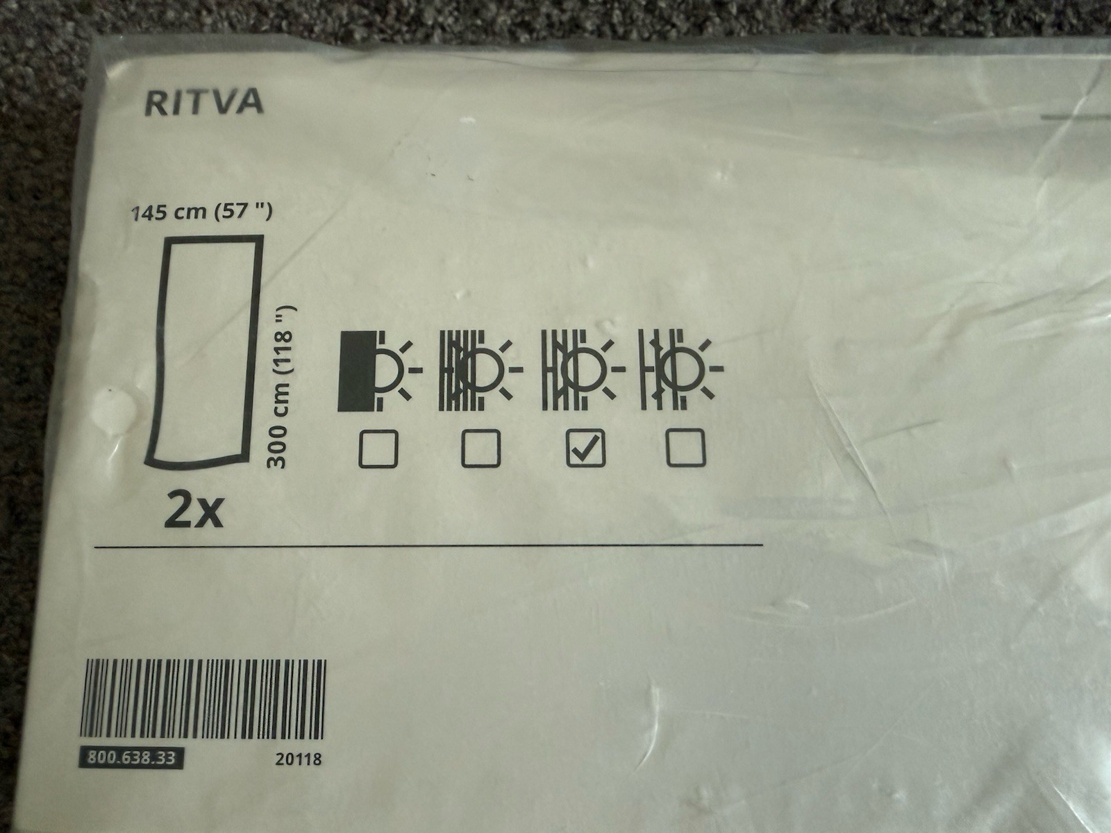 Ikea RITVA Curtains with tie-backs 57x118 " 2 pairs, white 800.638.33 - NEW gallery