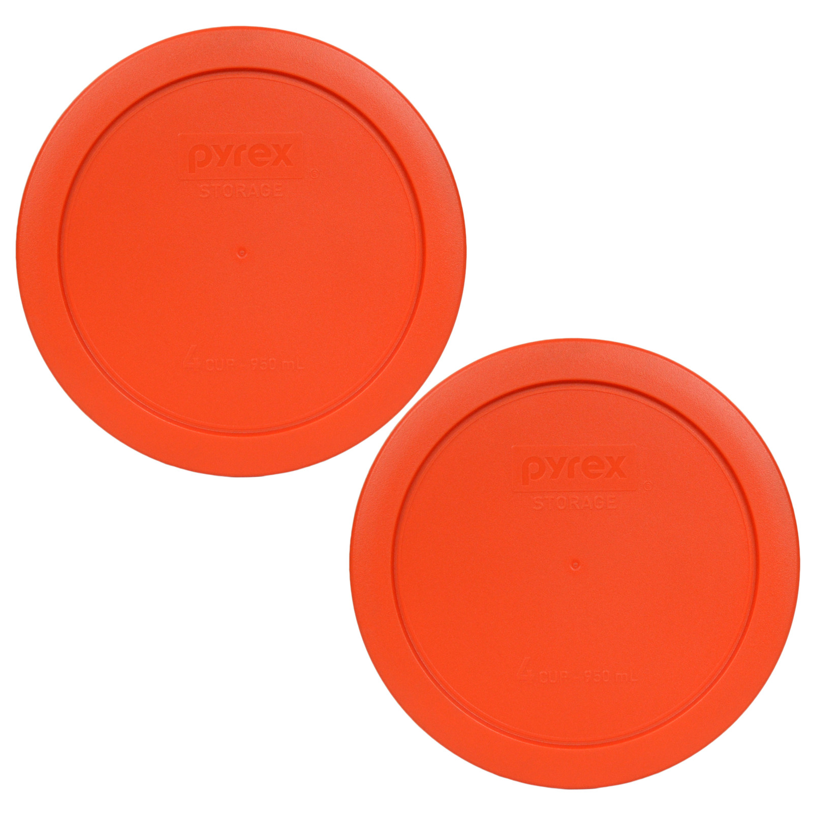 Pyrex 7201-PC 6" Pumpkin Orange Plastic Storage 2 Pack Lid for 4 Cup Glass Bowl gallery