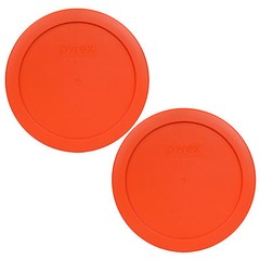 Pyrex 7201-PC 6″ Pumpkin Orange Plastic Storage 2 Pack Lid for 4 Cup Glass Bowl