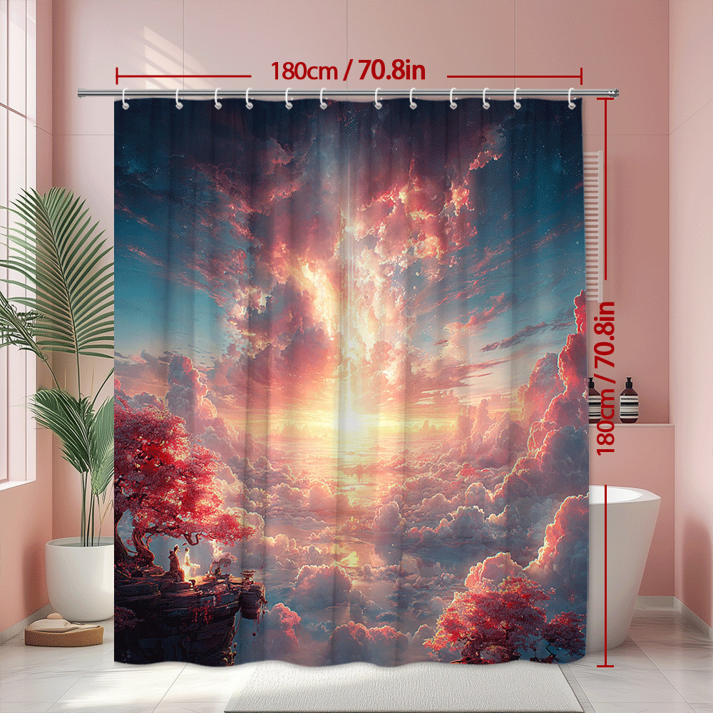Fantasy Cloudscape Shower Curtain Pink Blue Sky Print gallery
