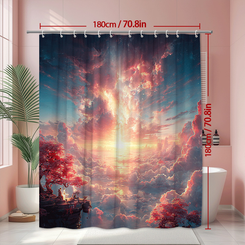 Fantasy Cloudscape Shower Curtain Pink Blue Sky Print gallery