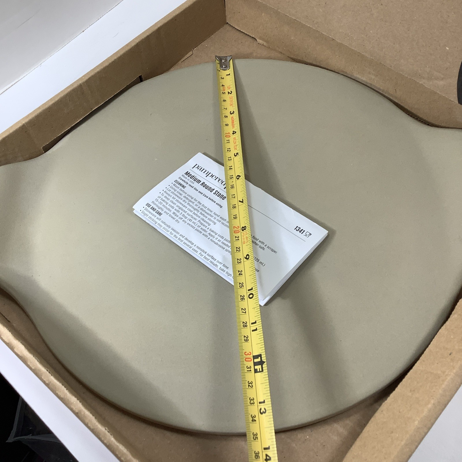 Pampered Chef Round Stone 1341 Pizza Pan Sheet 13" 13” Handles Stoneware New gallery