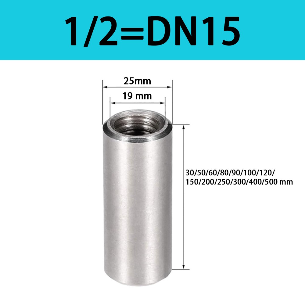 SS304 All Thread Sleeve Rod Bar Stud Round Connecting Tube Extension Pipe gallery