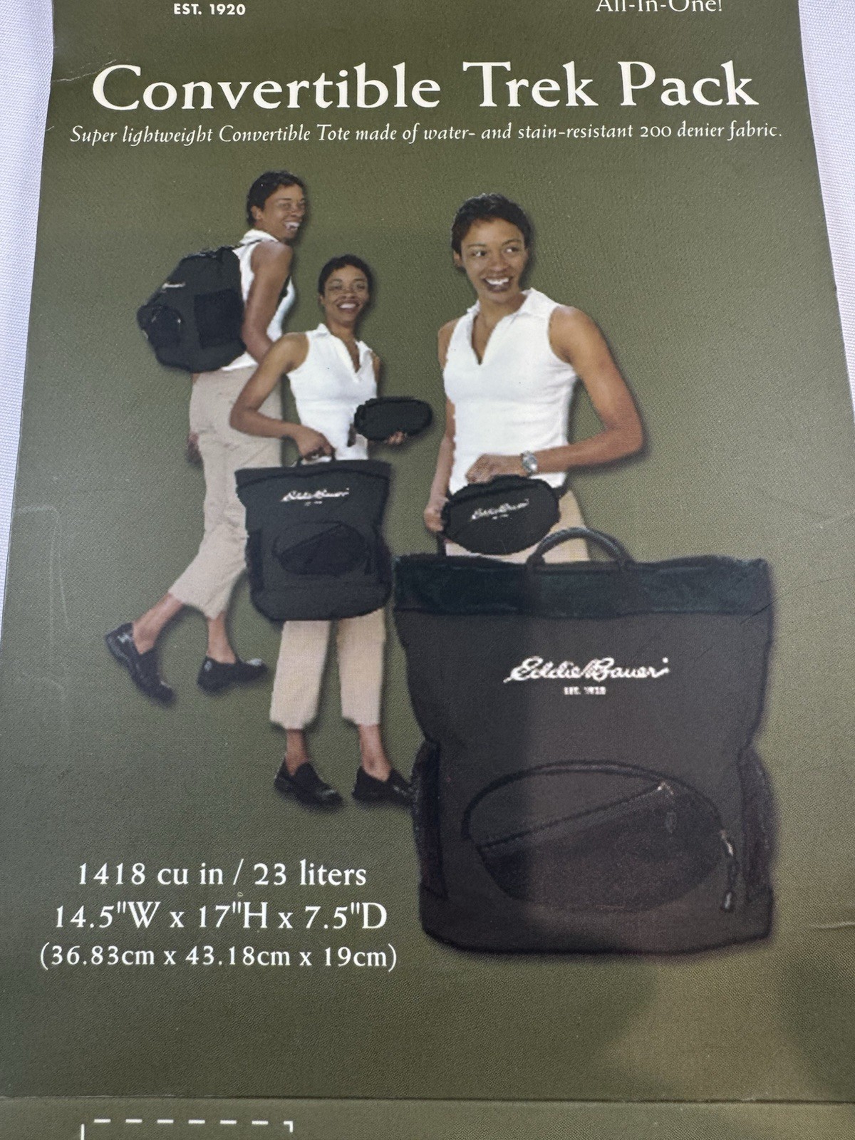 Eddie Bauer Trek Pack Hiking Backpack Black, Drawstring, Mesh Pockets 3