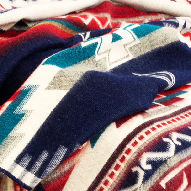 EXTRA LARGE SOFT & WARM ALPACA WOOL BLANKET 75x90" NATIVE SOUTH AMERICAN PATTERN gallery